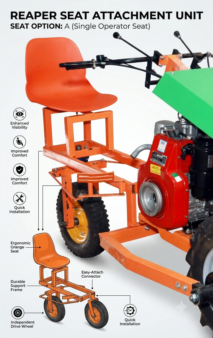 Seat Attachment for Power Reaper / Harvester Machinehh Seat Attachment for Power Reaper / Harvester Machineh