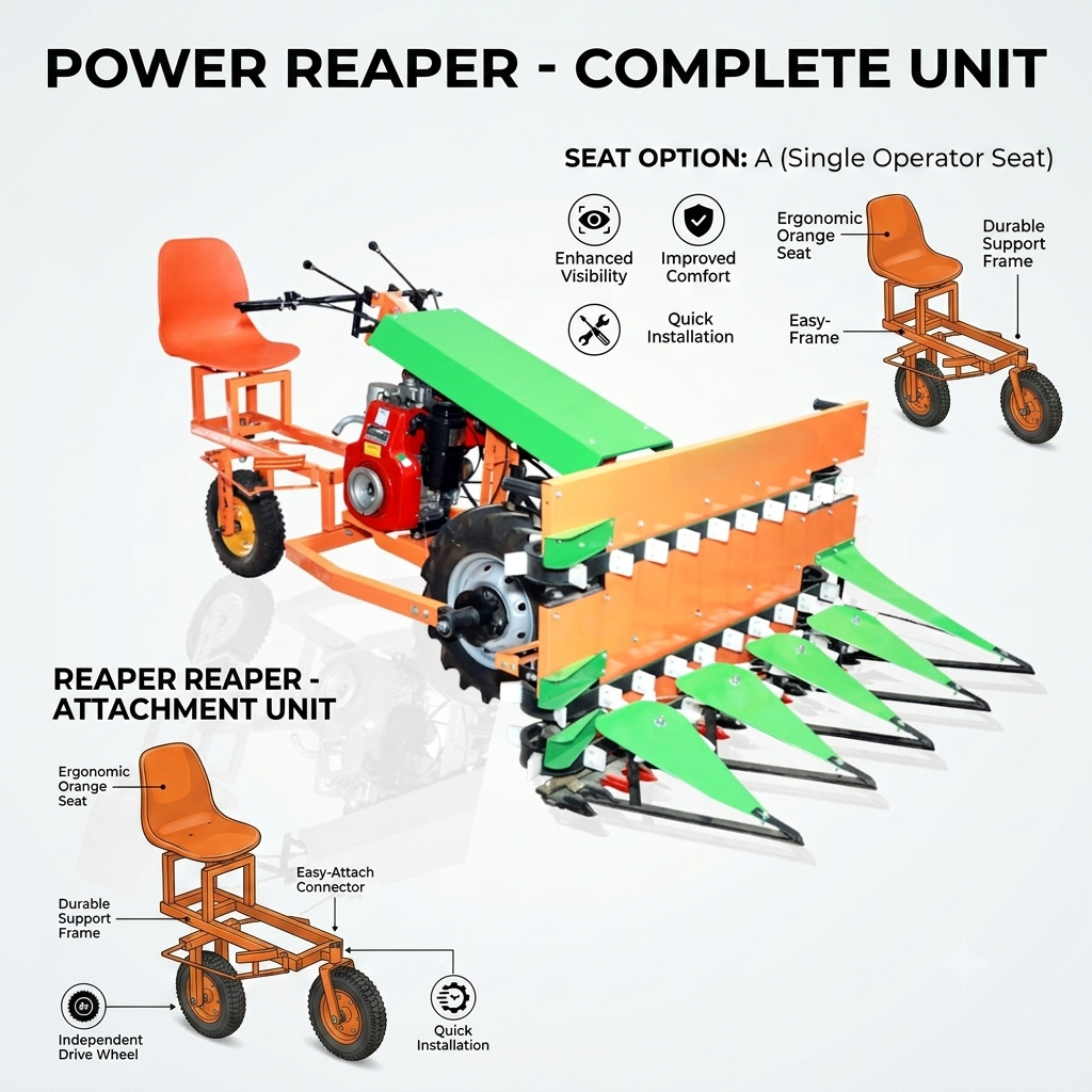 Seat Attachment for Power Reaper / Harvester Machine Seat Attachment for Power Reaper / Harvester Machine