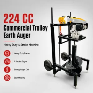 Heavy-Duty 224cc 4-Stroke Commercial Trolley Earth Auger