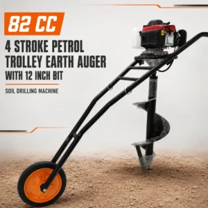 82 CC 4 Stroke Petrol Trolley Earth Auger with 12 Inch Bit | Soil Drilling Machine